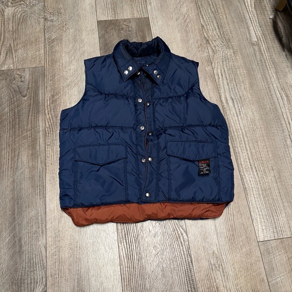 Vintage St Moritz down reversible brown navy blue puffer vest - Picture 10 of 10
